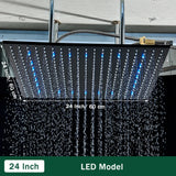 LED Matte Black Shower Head 40*80Cm Large Size Rainfall Shower Heads Ceiling Mounted with Installation Arm for Bathroom