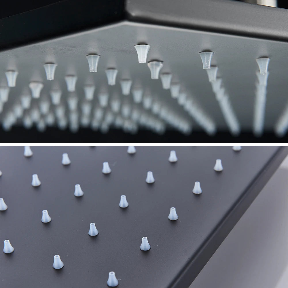 LED Matte Black Shower Head 40*80Cm Large Size Rainfall Shower Heads Ceiling Mounted with Installation Arm for Bathroom