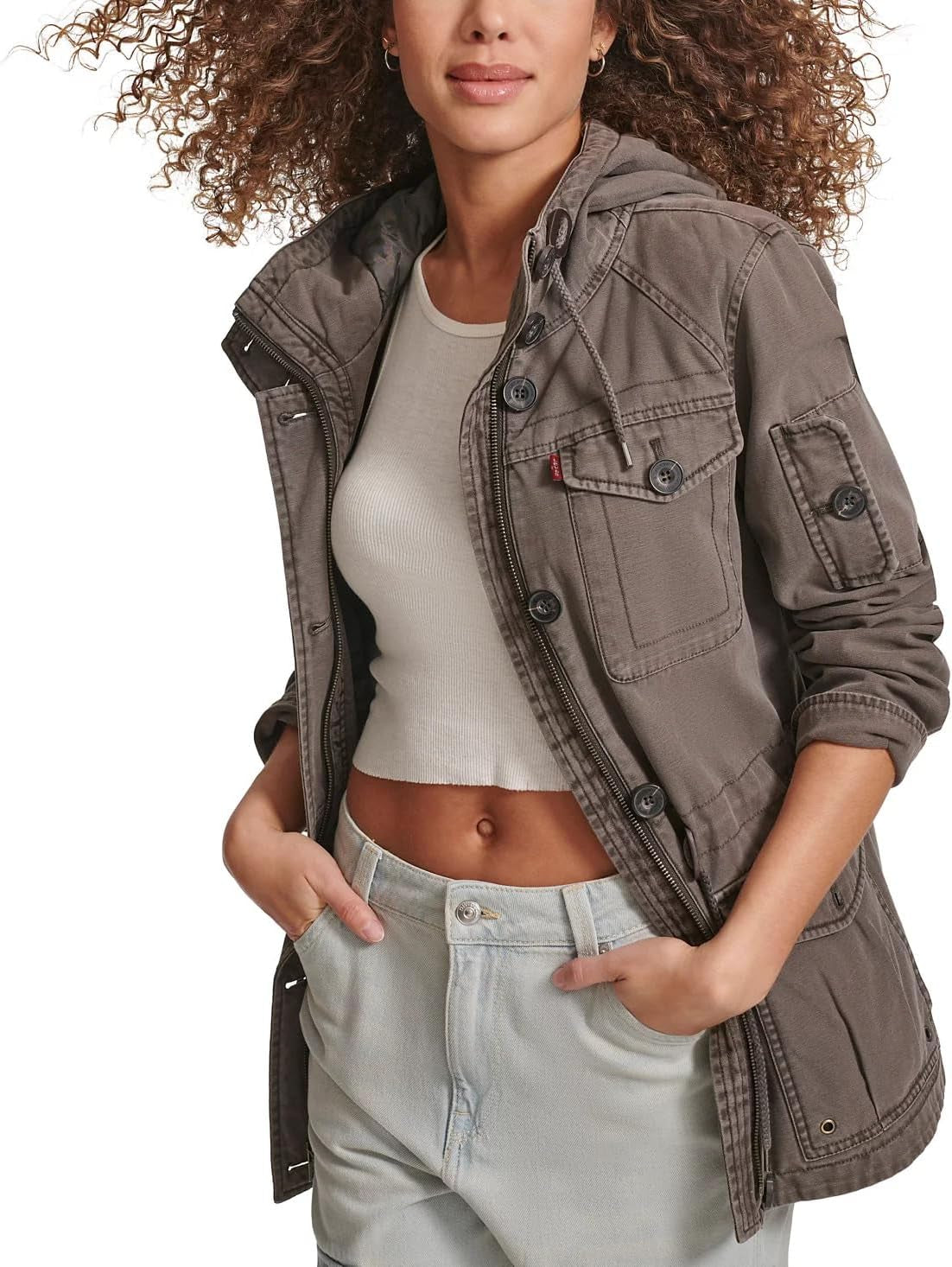 Women'S Lightweight Cotton Military Jacket (Standard & plus Sizes)