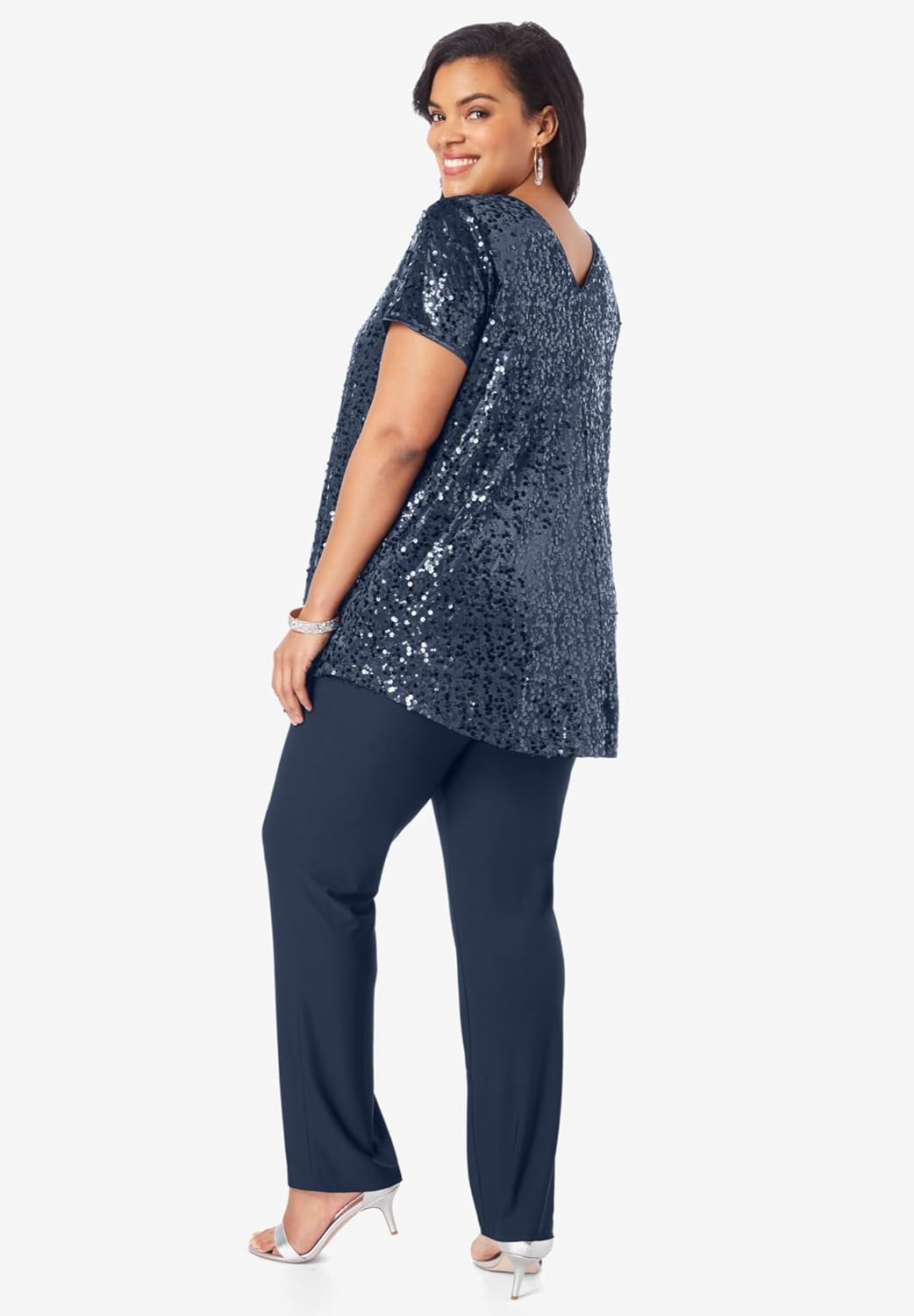 Women'S plus Size Sequin Pant Set
