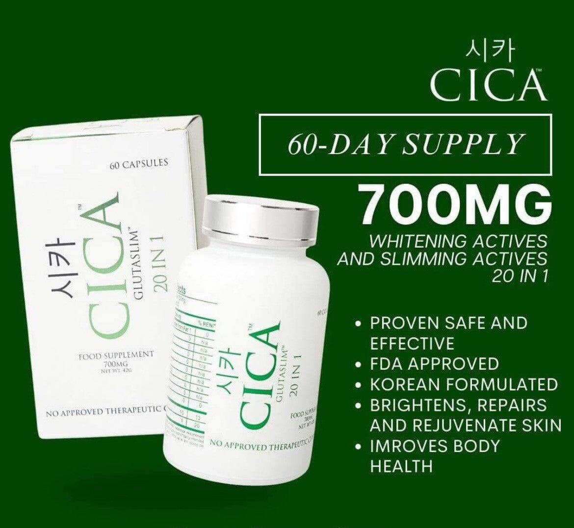 CICA Glutaslim 20 in 1 Food Supplement, 60 Capsules