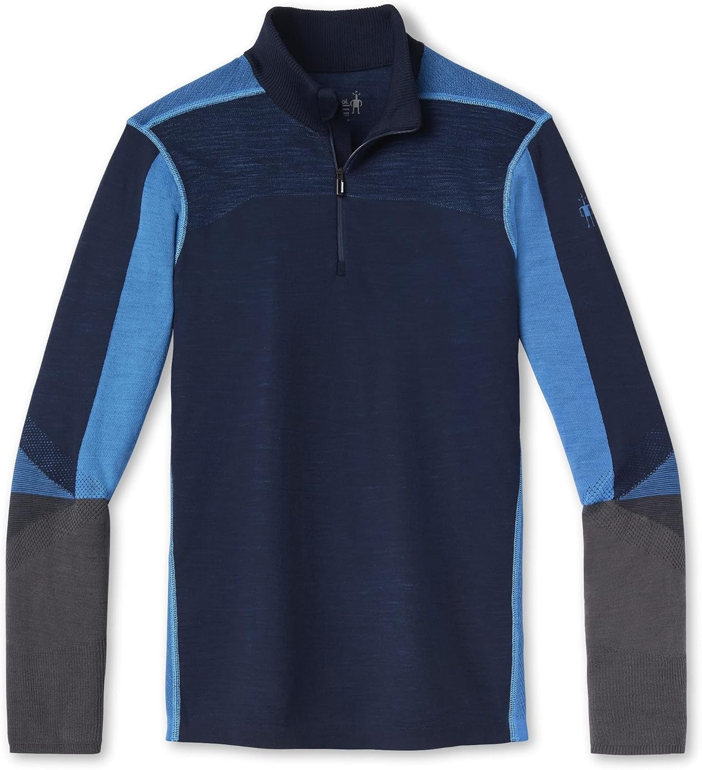 Men'S Intraknit Merino 200 Colorblock 1/4 Zip Long Sleeve Top – Moisture-Wicking, Odor-Resistant Merino Wool Base Layer for Hiking, Skiing, Running & Cycling - Deep Navy, M