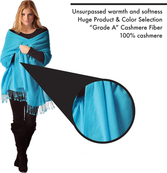 100% Pure Women Cashmere Shawl - Perfect for Daily Wear or Any Occasion, Long Winter Warm Shawl - 36" X 80"