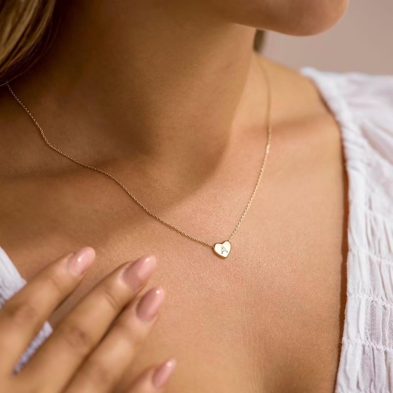 Heart Initial Necklace for Women Girls - Dainty 14K Gold Plated Heart Pendant Letter A-Z Alphabet Necklace Tiny Initial Necklaces Gifts for Women Teens Jewelry
