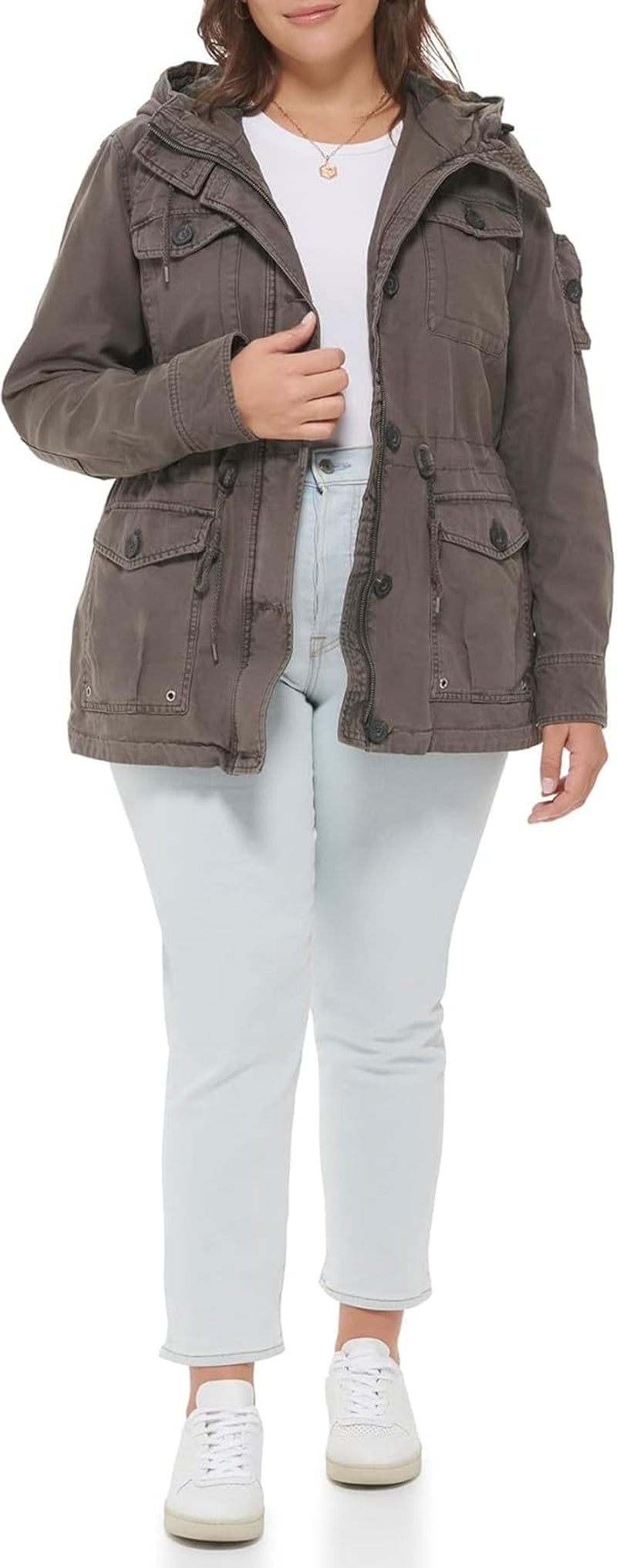 Women'S Lightweight Cotton Military Jacket (Standard & plus Sizes)