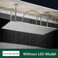 LED Matte Black Shower Head 40*80Cm Large Size Rainfall Shower Heads Ceiling Mounted with Installation Arm for Bathroom