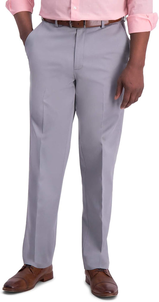 Men'S Iron Free Premium Khaki Classic Fit Flat Front Expandable Waist Casual Pant (Regular and Big & Tall Sizes)
