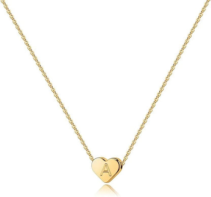 Heart Initial Necklace for Women Girls - Dainty 14K Gold Plated Heart Pendant Letter A-Z Alphabet Necklace Tiny Initial Necklaces Gifts for Women Teens Jewelry