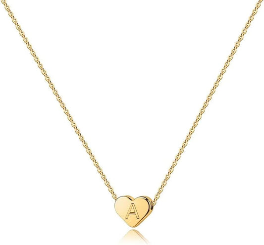 Heart Initial Necklace for Women Girls - Dainty 14K Gold Plated Heart Pendant Letter A-Z Alphabet Necklace Tiny Initial Necklaces Gifts for Women Teens Jewelry