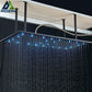 LED Matte Black Shower Head 40*80Cm Large Size Rainfall Shower Heads Ceiling Mounted with Installation Arm for Bathroom