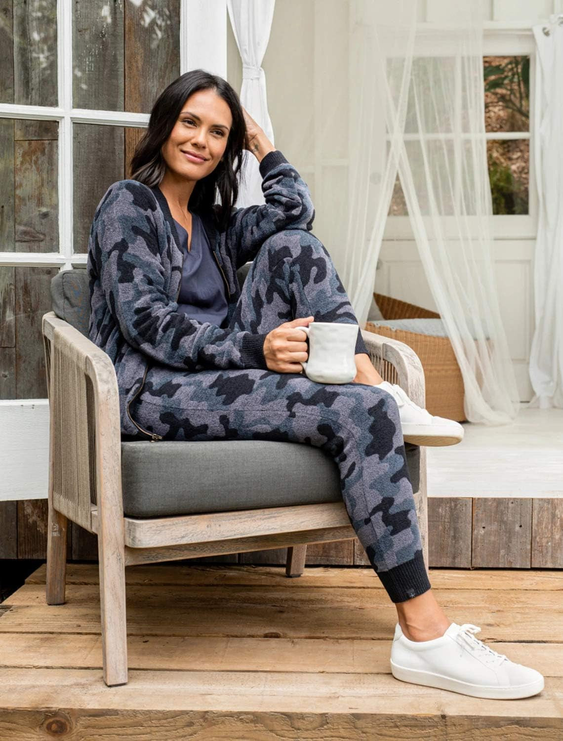 Cozychic Ultra Lite Camo Zip-Up Bomber, Zip Jacket for Women