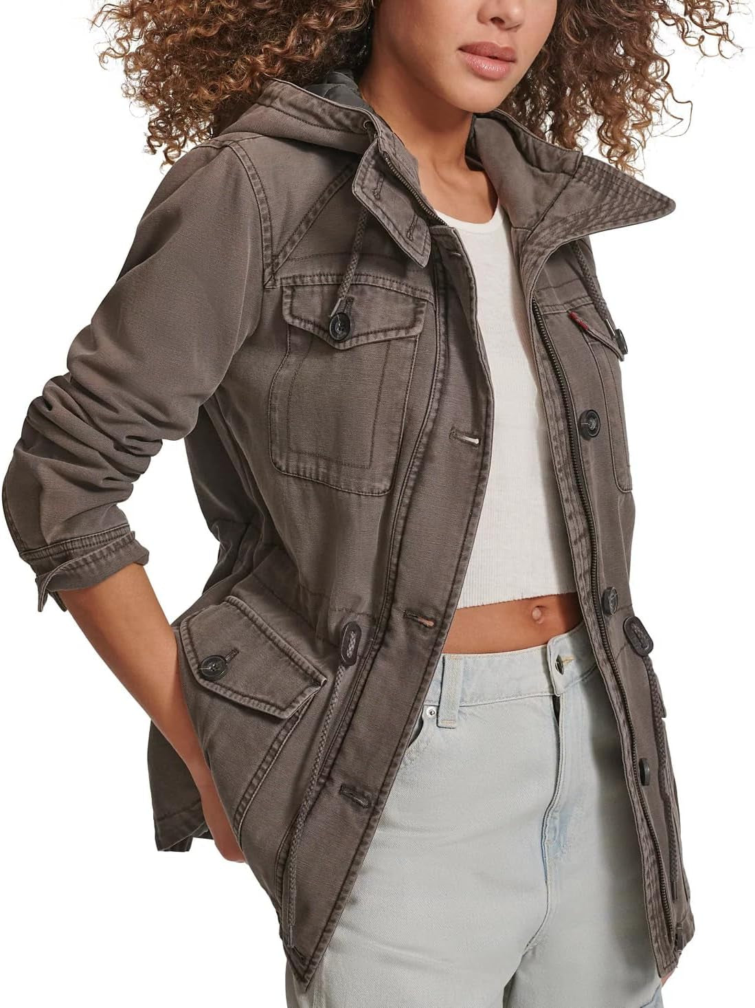 Women'S Lightweight Cotton Military Jacket (Standard & plus Sizes)