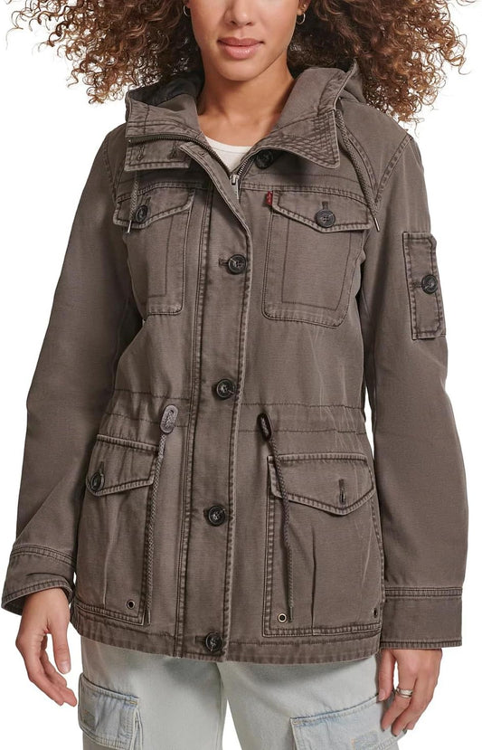 Women'S Lightweight Cotton Military Jacket (Standard & plus Sizes)