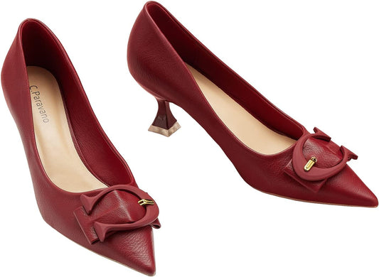 Low Heels for Women I Red Low Heels I Red Pumps I Women'S Pumps I Kitten Heels for Women I Red Shoes I Womens Short Heels I Red Kitten Heels(C-Red,36)