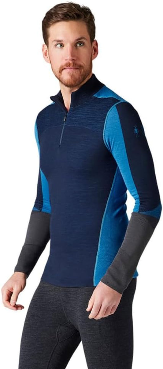 Men'S Intraknit Merino 200 Colorblock 1/4 Zip Long Sleeve Top – Moisture-Wicking, Odor-Resistant Merino Wool Base Layer for Hiking, Skiing, Running & Cycling - Deep Navy, M