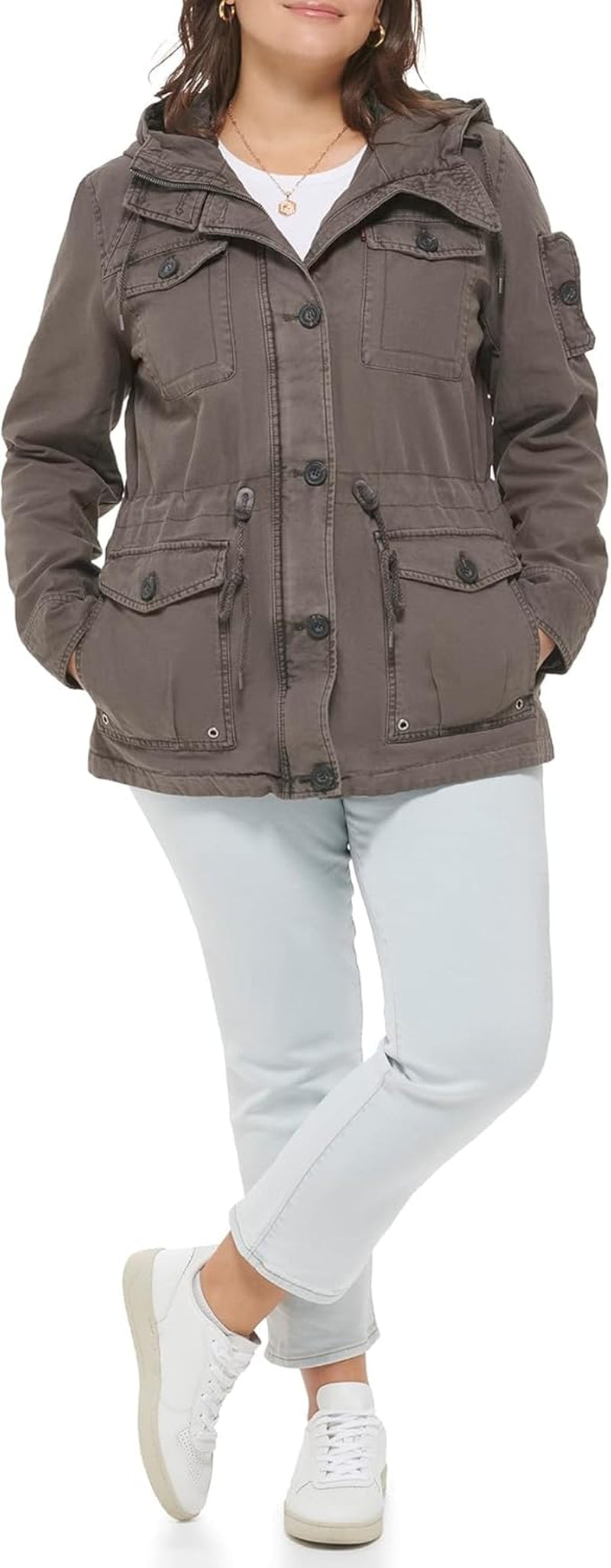 Women'S Lightweight Cotton Military Jacket (Standard & plus Sizes)